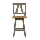 Liberty Furniture Lindsey Farm Counter Height Swivel Chair (RTA) in Gray and Sandstone (Set of 2)