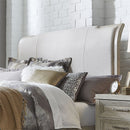 Liberty Furniture Belmar Cal King Upholstered Sleigh Bed in Washed Taupe and Silver Champagne 902-BR-KUB