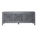 Marisol 65 Inch 3 Door Accent TV Stand in Weathered Honey and Soft Wash Gray image