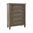 Americana Farmhouse 5 Drawer Chest in Dusty Taupe and Black image