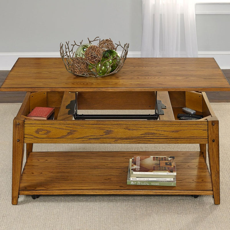 Liberty Furniture Lake House Lift Top Cocktail Table in Oak