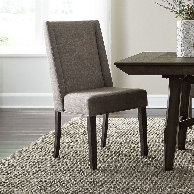 Liberty Furniture Double Bridge Upholstered Side Chair in Dark Chestnut (Set of 2)