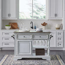 Magnolia Manor Bar Cart in Antique White & Weathered Bark EST SHIP TIME APPX 4 WEEKS image