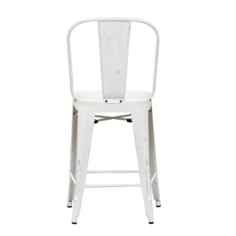 Liberty Furniture Vintage Series Bow Back Counter Chair in Antique White (Set of 2)