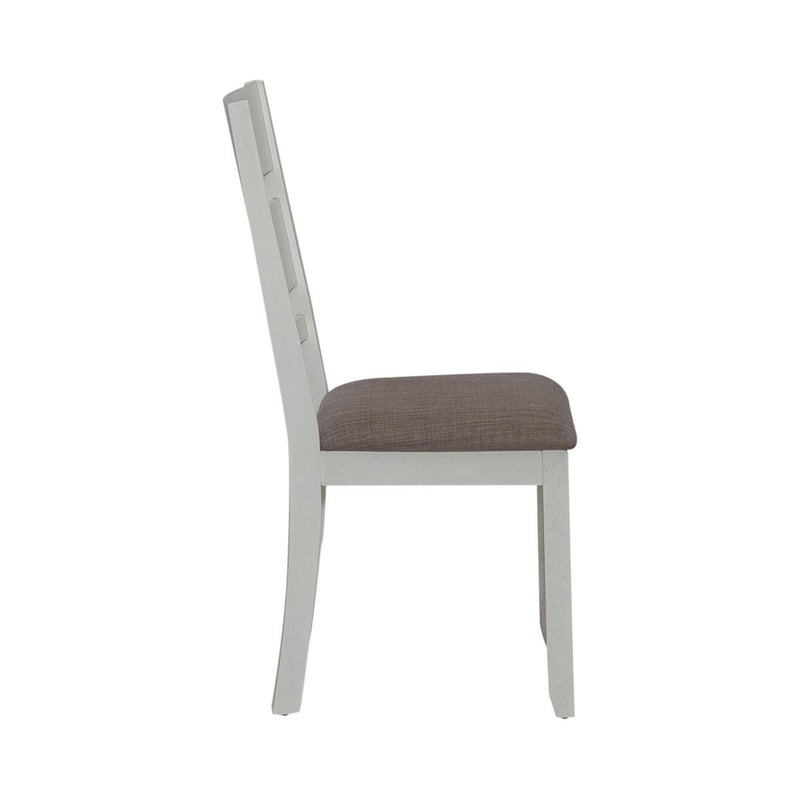 Liberty Furniture Brook Bay Slat Back Uph Side Chair (Set of 2) in Textured White
