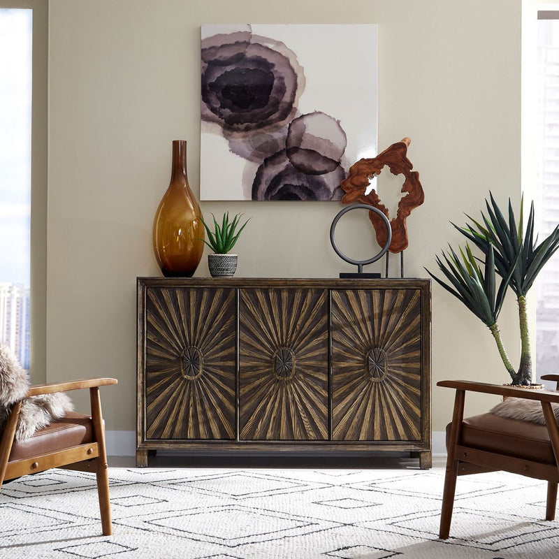 Liberty Furniture Chaucer 3 Door Accent Cabinet in Aged Whiskey