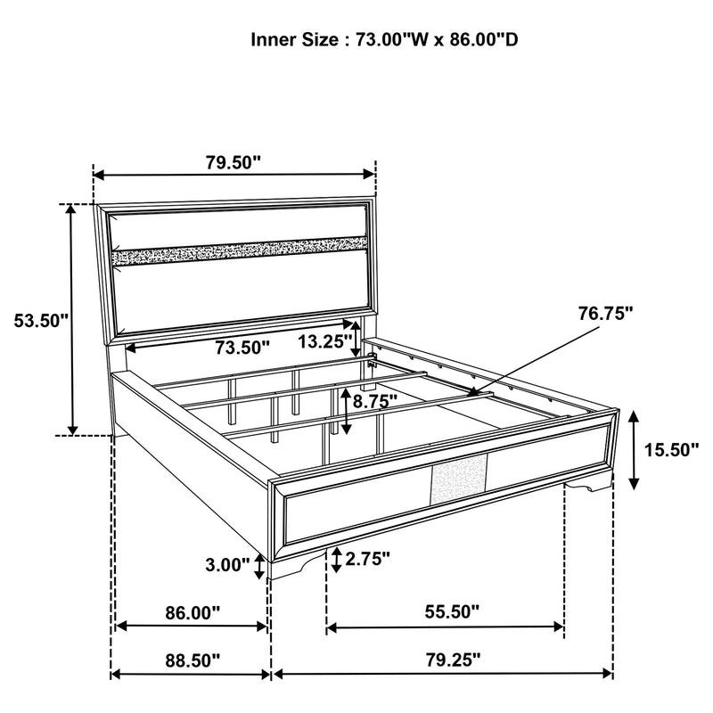 Miranda California King, E.King, Queen, Full, & Twin Bed Black & White