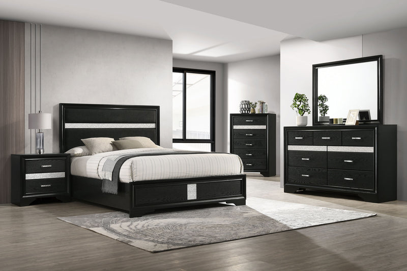 Miranda California King, E.King, Queen, Full, & Twin Bed Black & White