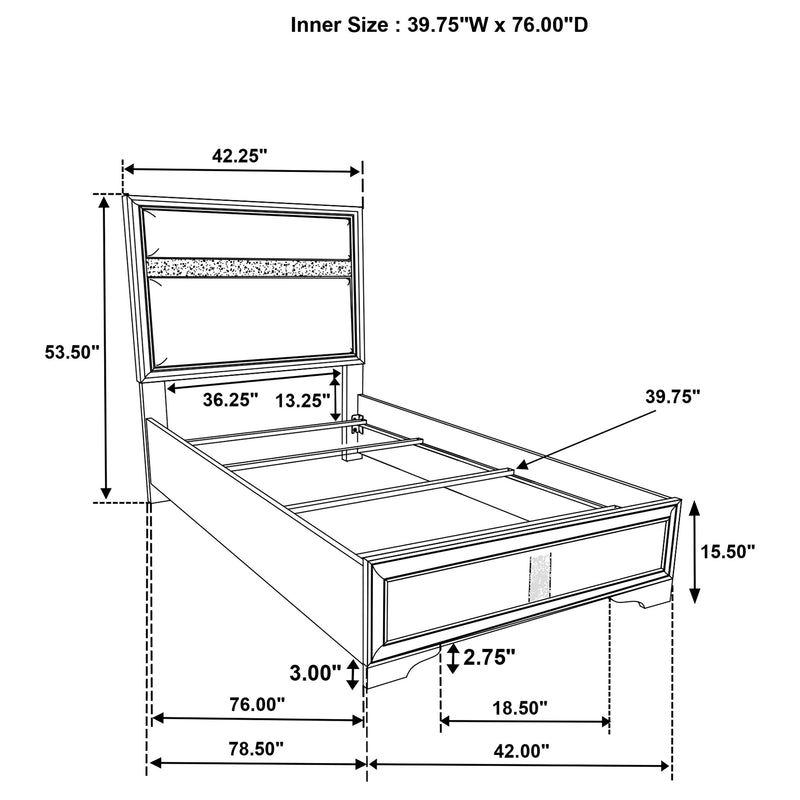 Miranda California King, E.King, Queen, Full, & Twin Bed Black & White