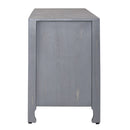 Marisol 65 Inch 3 Door Accent TV Stand in Weathered Honey and Soft Wash Gray