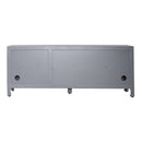 Marisol 65 Inch 3 Door Accent TV Stand in Weathered Honey and Soft Wash Gray