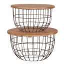 Liberty Furniture Akins Nesting Caged Accent Tables in Weathered Honey Finish w/ Pewter Base image