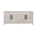 Kinsley 4 Door Accent Cabinet in Washed Taupe & Silver Champagne EST SHIP TIME APPX 4 WEEKS