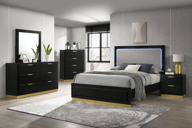 Caraway 4 Pc & Pc E.King, Cal.King, & Queen Bedroom Set Black & White
