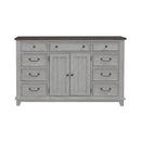 River Place 9 Drawer Dresser in Riverstone White and Tobacco