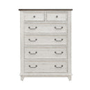 River Place 6 Drawer Chest in Riverstone White and Tobacco image