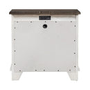 River Place 3 Drawer Nightstand with Charging Station in Riverstone White and Tobacco image