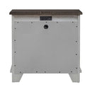 River Place 3 Drawer Nightstand with Charging Station in Riverstone White and Tobacco