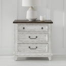 River Place 3 Drawer Nightstand with Charging Station in Riverstone White and Tobacco image