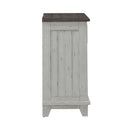River Place Bedside Chest with Charging Station in Riverstone White and Tobacco