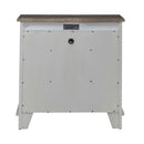 River Place Bedside Chest with Charging Station in Riverstone White and Tobacco