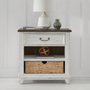 River Place Bedside Chest with Charging Station in Riverstone White and Tobacco image