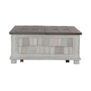 Liberty Furniture River Place Lift Top Storage Cocktail Table in Riverstone White & Tobacco