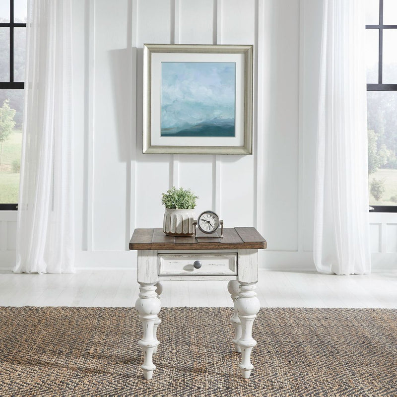 Liberty Furniture River Place End Table in Riverstone White & Tobacco