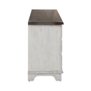 River Place Entertainment Console in Riverstone White/Tobacco