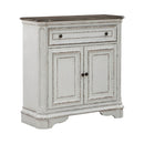 Magnolia Manor Accent Cabinet in Antique White & Weathered Bark EST SHIP TIME APPX 4 WEEKS image