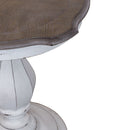 Magnolia Manor Round Accent Table in Antique White Base w/ Weathered Bark Tops
