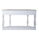 Magnolia Manor 56 Inch Hall Console Table in Antique White Base w/ Weathered Bark Tops