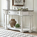 Liberty Furniture Magnolia Manor 56 Inch Hall Console Table in Antique White Base w/ Weathered Bark Tops