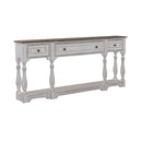 Magnolia Manor 72 Inch Hall Console Table in Antique White Base w/ Weathered Bark Tops image