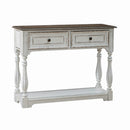 Magnolia Manor Hall Console in Antique White & Weathered Bark EST SHIP TIME APPX 4 WEEKS image