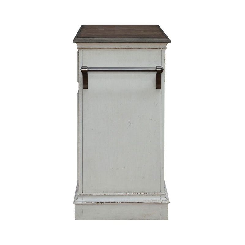 Liberty Furniture Magnolia Manor Bar Cart in Antique White & Weathered Bark EST SHIP TIME APPX 4 WEEKS
