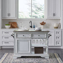 Magnolia Manor Bar Cart in Antique White & Weathered Bark EST SHIP TIME APPX 4 WEEKS image