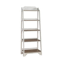 Magnolia Manor Leaning Pier Bookcase in Antique White & Weathered Bark