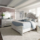 Magnolia Manor King California Upholstered Bed, Dresser & Mirror image