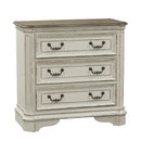Magnolia Manor 3 Drawer Bedside Chest in Antique White