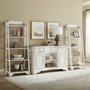 Liberty Furniture Magnolia Manor Leaning Pier Bookcase in Antique White & Weathered Bark