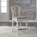 Liberty Furniture Magnolia Manor Upholstered Counter Height Chair in Antique White (Set of 2)