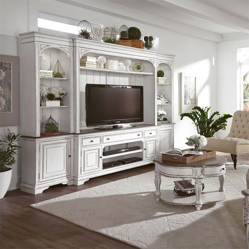 Liberty Furniture Magnolia Manor Entertainment Hutch in Antique White