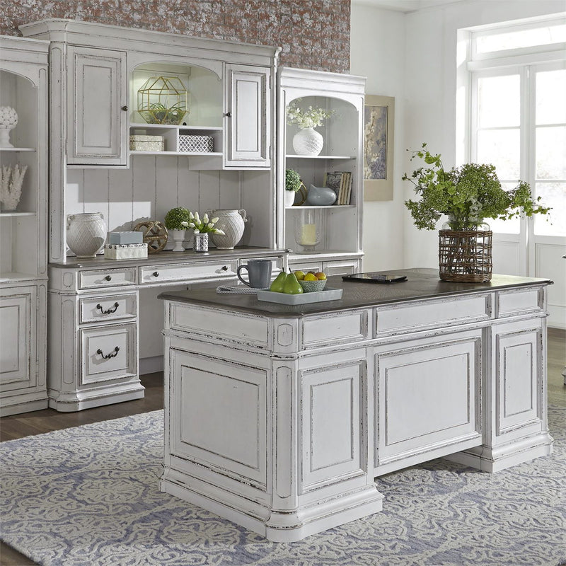 Liberty Magnolia Manor Credenza with Hutch in Antique White 244-HOJ-CHS