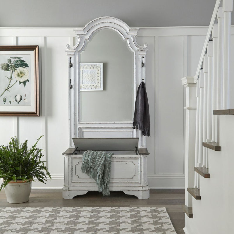 Liberty Magnolia Manor Hall Tree Set in Antique White
