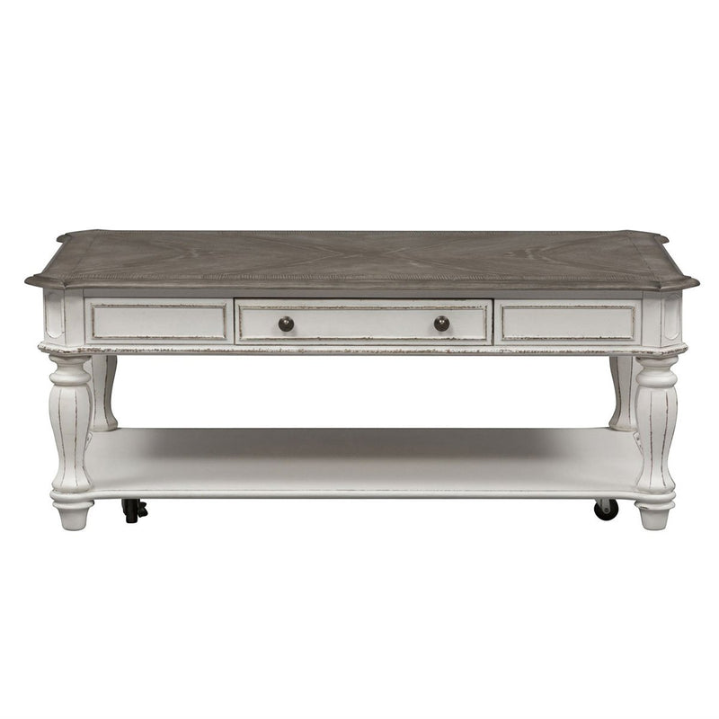 Liberty Magnolia Manor Rectangular Cocktail Table in Antique White