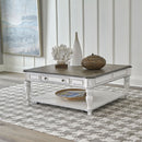 Liberty Magnolia Manor Oversized Square Cocktail Table in Antique White