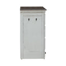 Liberty Furniture Magnolia Manor Pet Feeder Cabinet in Antique White & Weathered Bark EST SHIP TIME APPX 4 WEEKS