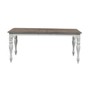 Magnolia Manor Leg Table in Antique White Base w/ Weathered Bark Tops