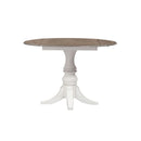 Liberty Furniture Magnolia Manor Drop Leaf Table in Antique White Base w/ Weathered Bark Tops